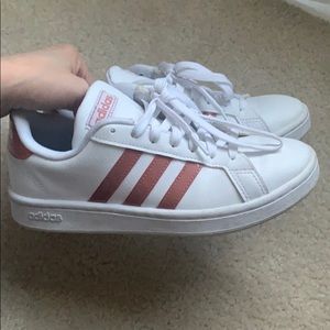 Adidas pink n white sneakers